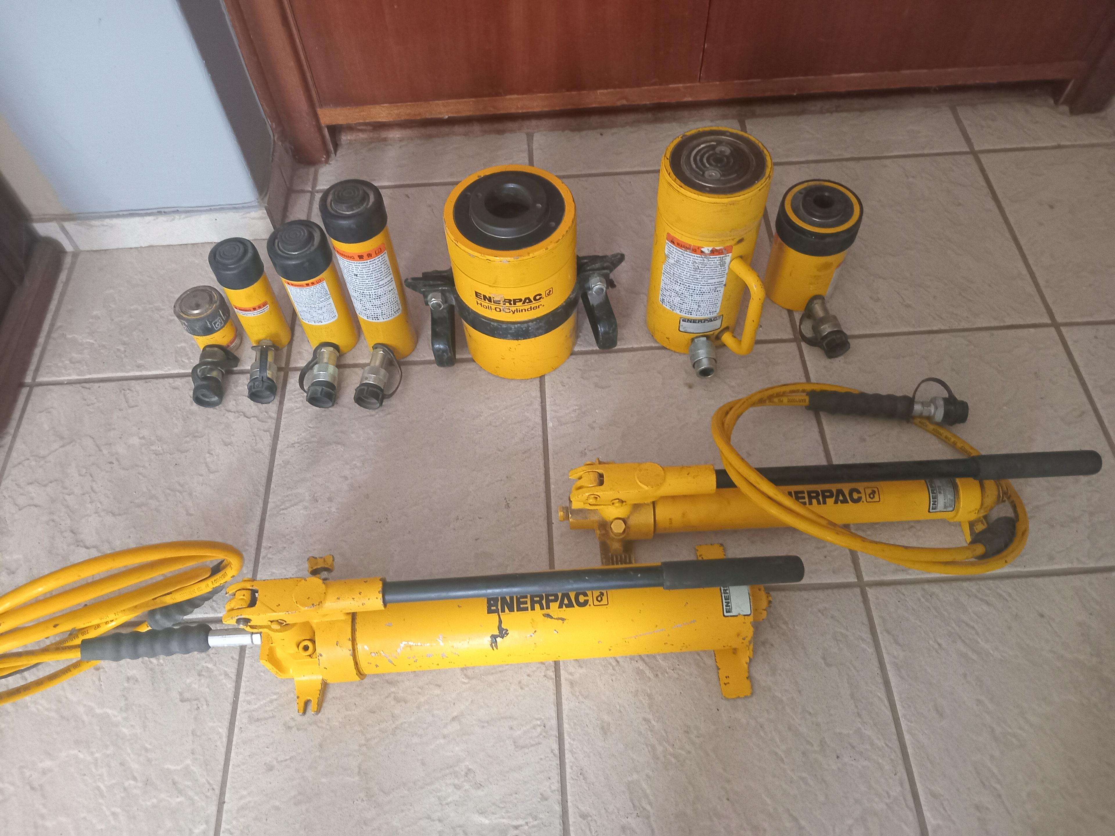 Enerpac Hydraulic Set: 60t + 20t + 50t +15t (x2) +10t (x2) + pumps (×2)